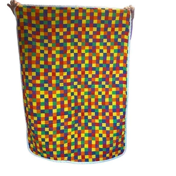 Vintage Artesian Circus Parrots Machine Stiched Baby Quilt SEE DESCRIPTION - Picture 2 of 8